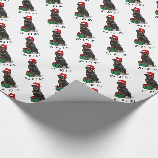 Weihnachts Weihnachtsmann Hat Rottweiler Dog Funny Geschenkpapier (Ecke)