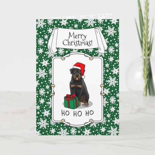 Weihnachts Weihnachtsmann Hat Rottweiler Dog Funny Karte (Vorderseite)