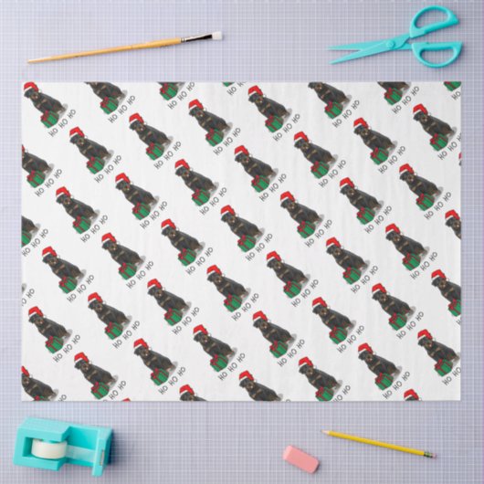Weihnachts Weihnachtsmann Hat Rottweiler Dog Funny Seidenpapier (Basteln)