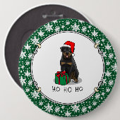 Weihnachts Weihnachtsmann Hat Rottweiler Hund Nied Button (Vorne & Hinten)