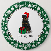Weihnachts Weihnachtsmann Hat Rottweiler Hund Nied Button (Vorderseite)