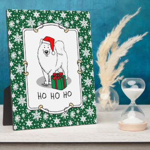 Weihnachts Weihnachtsmann Hat Samoyed Hund Niedlic Fotoplatte