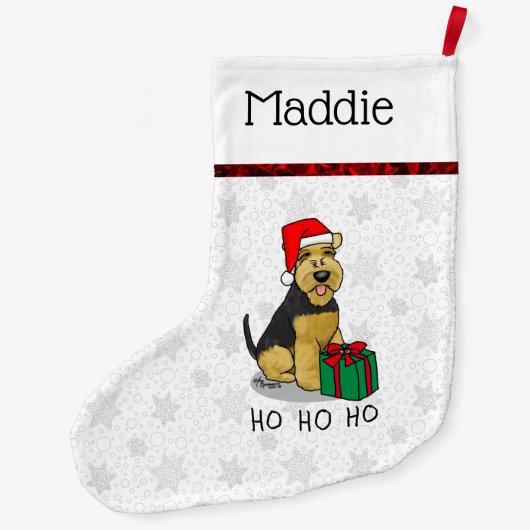 Weihnachts Weihnachtsmann Hat Welsh Terrier Dog Ni Großer Weihnachtsstrumpf (Rückseite)