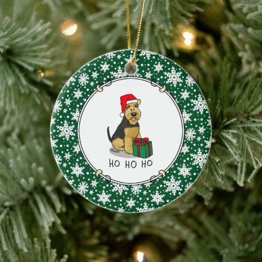 Weihnachts Weihnachtsmann Hat Welsh Terrier Dog Ni Keramik Ornament (Baum)