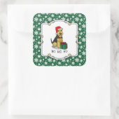 Weihnachts Weihnachtsmann Hat Welsh Terrier Dog Ni Quadratischer Aufkleber (Tasche)