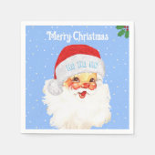 Weihnachts Weihnachtsmann HO HO HO auf Light Blue Serviette (Vorderseite)