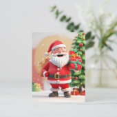 Weihnachts-Weihnachtsmann-Holding-Präsenz Postkarte (Stehend Vorderseite)