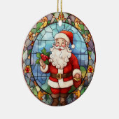 Weihnachts-Weihnachtsmann im Buntglas-Stil Keramik Ornament (Rechts)