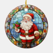 Weihnachts-Weihnachtsmann im Buntglas-Stil Keramik Ornament (Hinten)