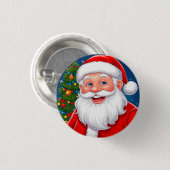 Weihnachts-Weihnachtsmann in Red Hat lächeln Button (Vorne & Hinten)