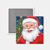 Weihnachts-Weihnachtsmann in Red Hat lächeln Magnet (Vorderseite/Rückseite)