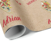 Weihnachts Weihnachtsmann Individuelle Name Kraft Geschenkpapier (Rolleneckpunkt)