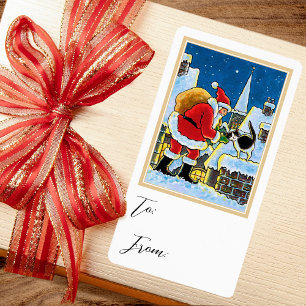 Weihnachts-Weihnachtsmann-Katzen-Geschenkaufkleber