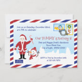 Weihnachts-Weihnachtsmann-Luftpost-Umschlag-Party Einladung (Vorderseite)