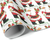 Weihnachts Weihnachtsmann Malerei Toy Horse Retro Geschenkpapier (Rolleneckpunkt)