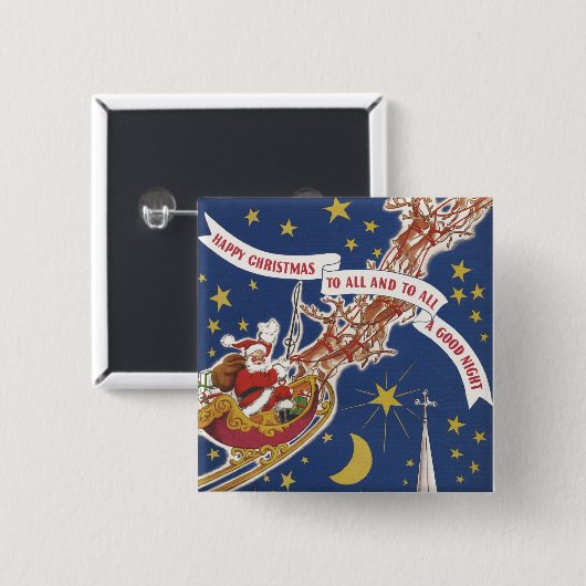 Weihnachts-Weihnachtsmann mit Rentier Button (Vorne & Hinten)