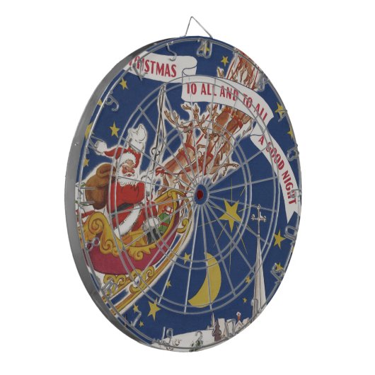 Weihnachts-Weihnachtsmann mit Rentier Dartscheibe (Vorderseite Links)