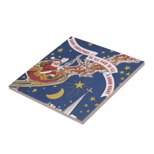 Weihnachts-Weihnachtsmann mit Rentier Fliese (Seite)