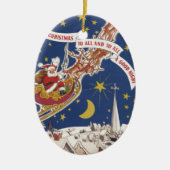 Weihnachts-Weihnachtsmann mit Rentier Keramik Ornament (Vorne)