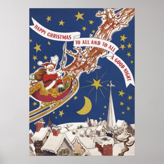 Weihnachts-Weihnachtsmann mit Rentier Poster (Vorne)