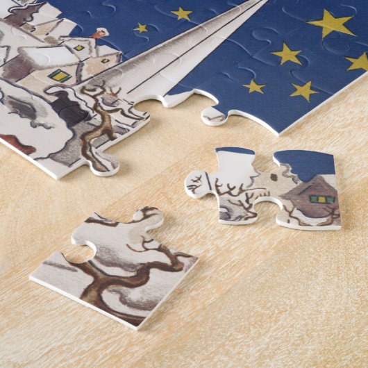 Weihnachts-Weihnachtsmann mit Rentier Puzzle (Seite)