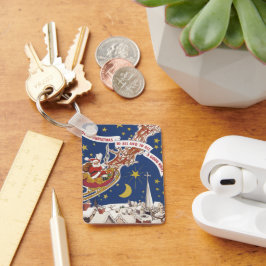 Weihnachts-Weihnachtsmann mit Rentier Schlüsselanhänger