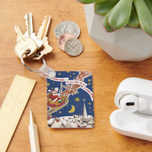 Weihnachts-Weihnachtsmann mit Rentier Schlüsselanhänger