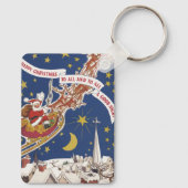 Weihnachts-Weihnachtsmann mit Rentier Schlüsselanhänger (Rückseite)