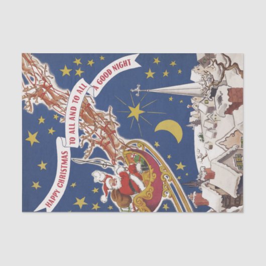 Weihnachts-Weihnachtsmann mit Rentier Seidenpapier (Vorderseite)