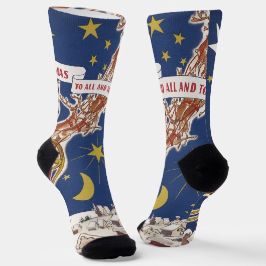 Weihnachts-Weihnachtsmann mit Rentier Socken (Gewinkelt)