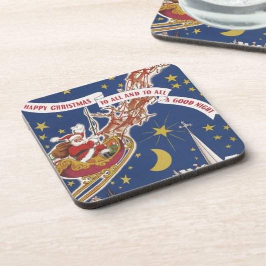 Weihnachts-Weihnachtsmann mit Rentier Untersetzer (Linke Seite)