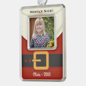 Weihnachts-Weihnachtsmann Naughty oder Nizza Foto Rahmen-Ornament Silber (Links)