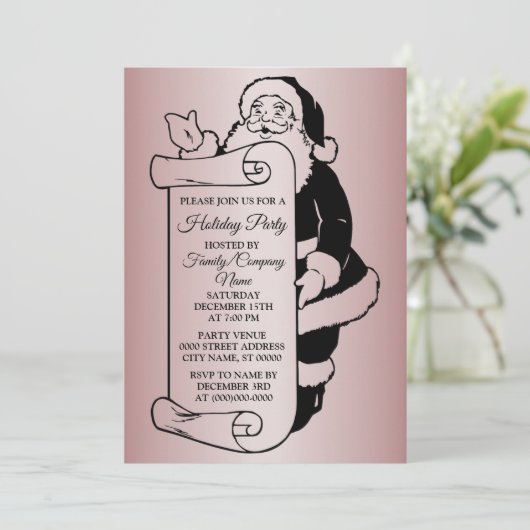 Weihnachts-Weihnachtsmann-Party Einladung (Stehend Vorderseite)