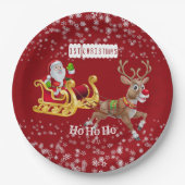 Weihnachts-Weihnachtsmann-Rentier-Schlitten Ho-Ho- Pappteller (Vorderseite)