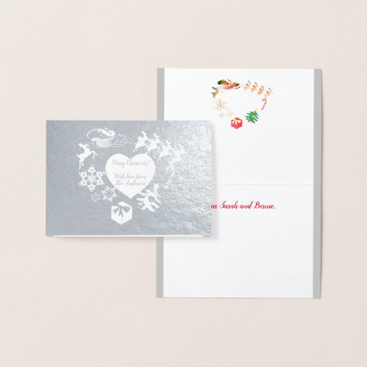 Weihnachts-Weihnachtsmann-Rentier-Silberfolienkart Folienkarte (Anzeige)