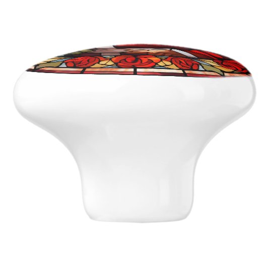 Weihnachts-Weihnachtsmann - Rose zum Glasdesign Keramikknauf (Seitenansicht)