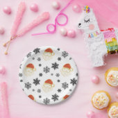 Weihnachts-Weihnachtsmann-Schnee-Illustration Pappteller (Party)