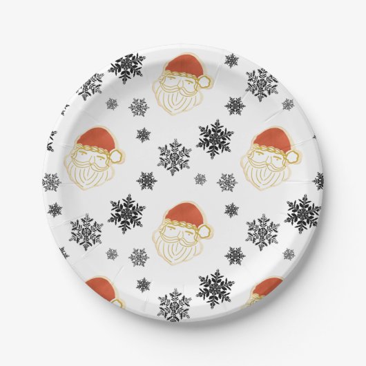 Weihnachts-Weihnachtsmann-Schnee-Illustration Pappteller (Vorderseite)