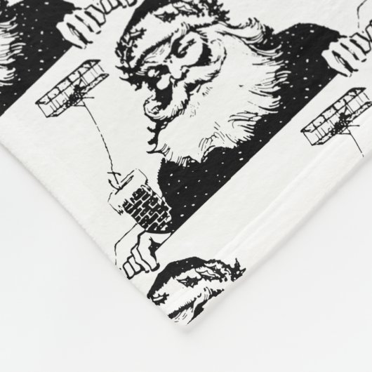 Weihnachts Weihnachtsmann Schwarz-weiß Monogram Fleecedecke (Ecke)