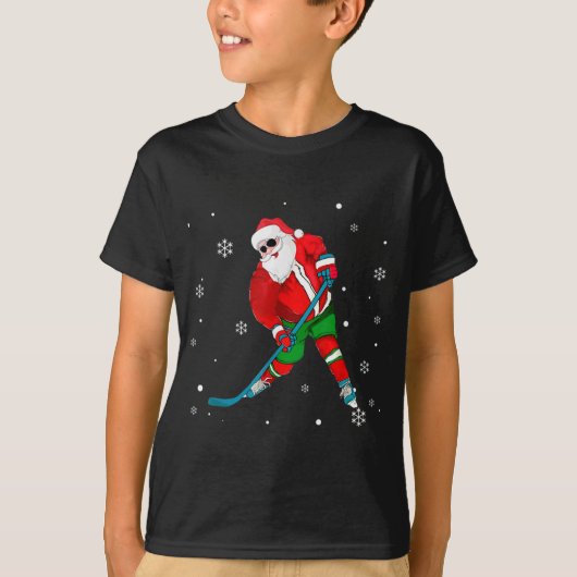 Weihnachts-Weihnachtsmann-Spieler Eishockey-Funny T-Shirt (Vorderseite)