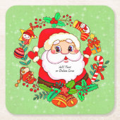 Weihnachts Weihnachtsmann Strumpf Cane Present Hol Rechteckiger Pappuntersetzer (Vorderseite)