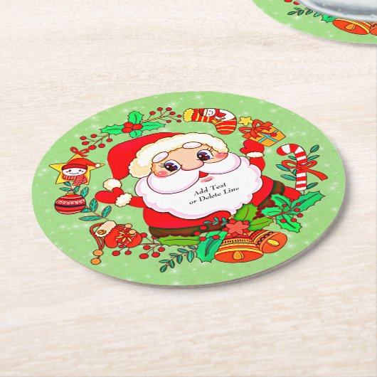 Weihnachts Weihnachtsmann Strumpf Cane Present Hol Runder Pappuntersetzer (Angewinkelt)