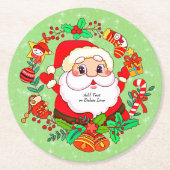 Weihnachts Weihnachtsmann Strumpf Cane Present Hol Runder Pappuntersetzer (Vorderseite)