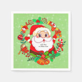 Weihnachts Weihnachtsmann Strumpf Cane Present Hol Serviette (Vorderseite)