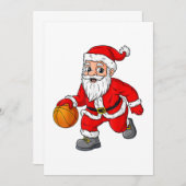 Weihnachts-Weihnachtsmann treibt Basketball-Funny Einladung (Vorne/Hinten)