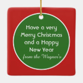 Weihnachts-Weihnachtsmann und Lama-Melodien Keramikornament (Rückseite)