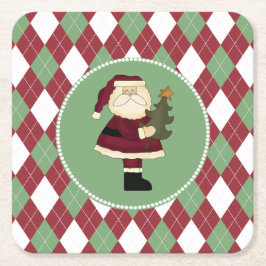 Weihnachts-Weihnachtsmann-Untersetzer Rechteckiger Pappuntersetzer