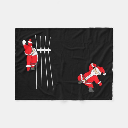Weihnachts-Weihnachtsmann-Wrestling Xmas Fleecedecke (Vorderseite (Horizontal))