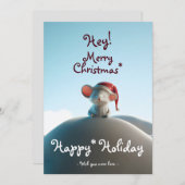 Weihnachts-Weihnachtsmannmütze auf Schneeberg Feiertagskarte (Vorne/Hinten)