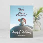 Weihnachts-Weihnachtsmannmütze auf Schneeberg Feiertagskarte (Stehend Vorderseite)